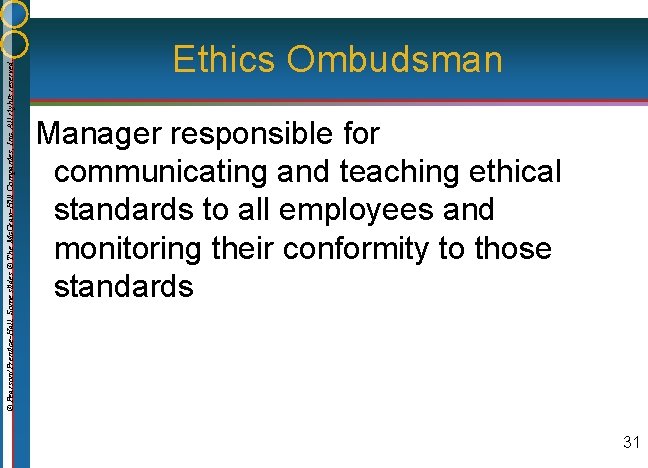 © Pearson/Prentice-Hall. Some slides © The Mc. Graw-Hill Companies, Inc. All rights reserved. Ethics