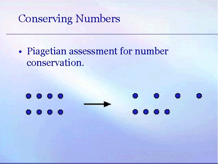 Conserving Numbers • Piagetian assessment for number conservation. 