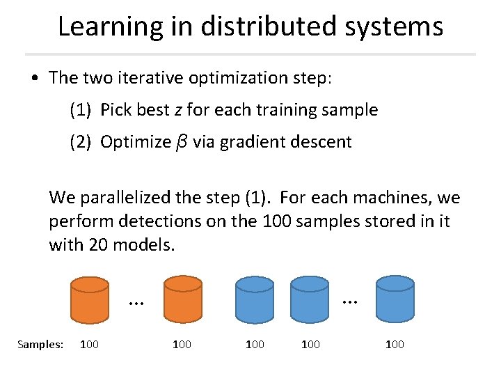 Learning in distributed systems • The two iterative optimization step: (1) Pick best z Learning in distributed systems • The two iterative optimization step: (1) Pick best z