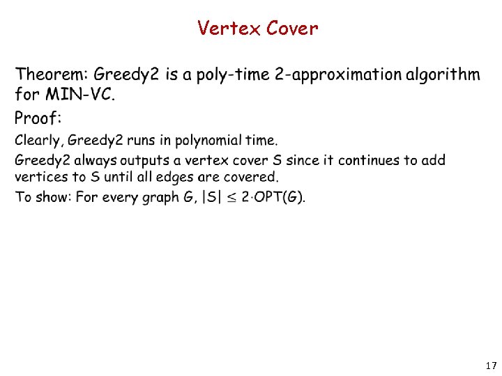 Vertex Cover 17 