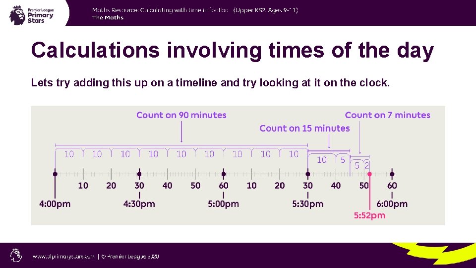 Calculations involving times of the day Lets try adding this up on a timeline