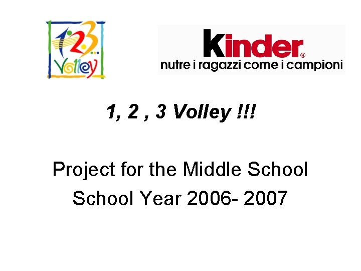 1, 2 , 3 Volley !!! Project for the Middle School Year 2006 -