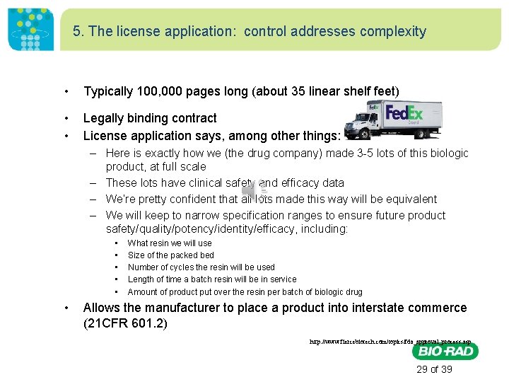 5. The license application: control addresses complexity • Typically 100, 000 pages long (about