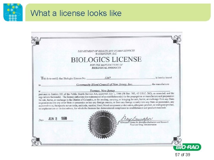 What a license looks like 57 of 39 