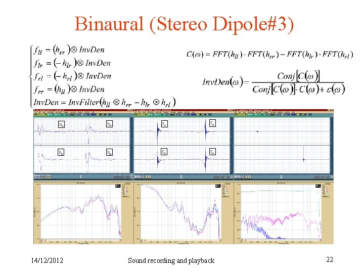 Binaural (Stereo Dipole#3) hll hrl fll frl hlr hrr flr frr 14/12/2012 Sound recording