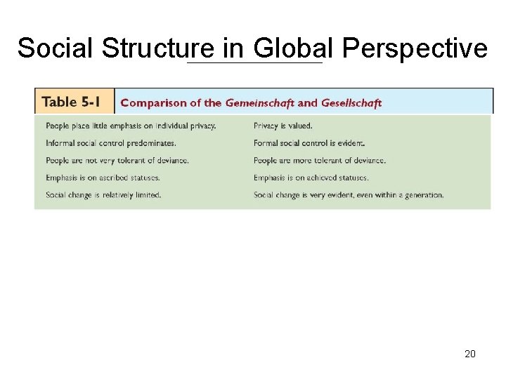 Social Structure in Global Perspective 20 
