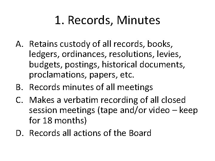 Township Clerk Duties and Responsibilities Presented by TOI