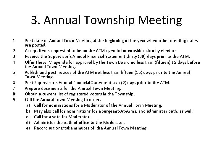 3. Annual Township Meeting 1. 2. 3. 4. 5. 6. 7. 8. 9. Post