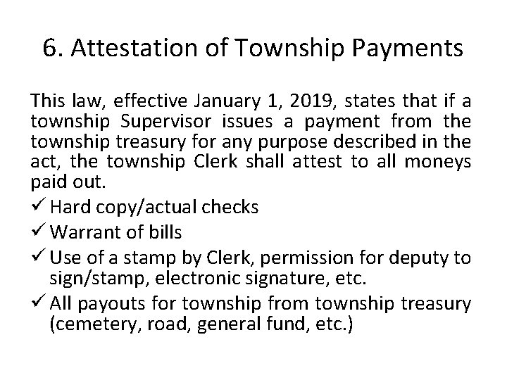 Township Clerk Duties and Responsibilities Presented by TOI