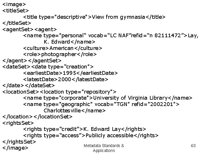 <image> <title. Set> <title type="descriptive">View from gymnasia</title> </title. Set> <agent. Set><agent> <name type="personal“ vocab=“LC