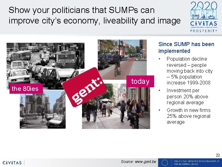 Show your politicians that SUMPs can improve city’s economy, liveability and image Since SUMP