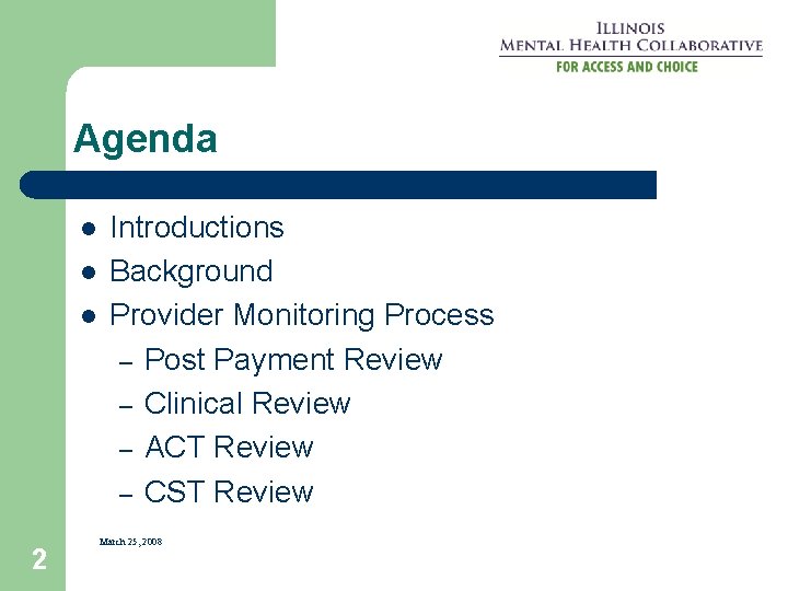 Agenda l l l 2 Introductions Background Provider Monitoring Process – Post Payment Review