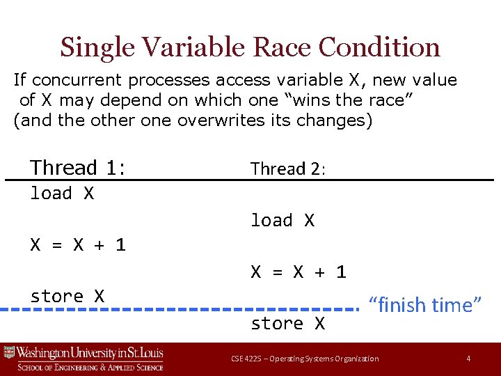 Single Variable Race Condition If concurrent processes access variable X, new value of X