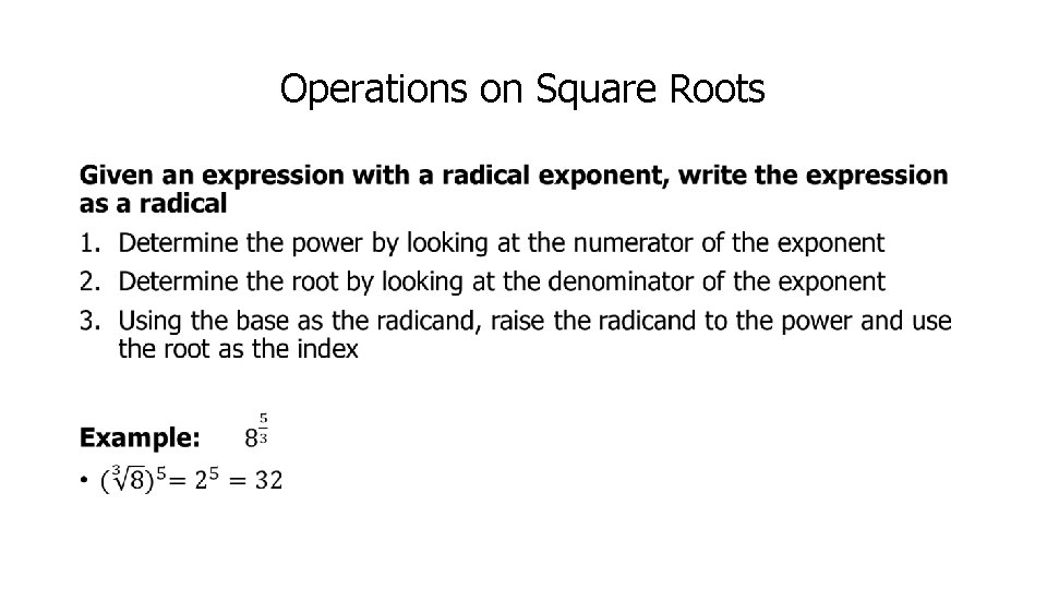 Operations on Square Roots • 