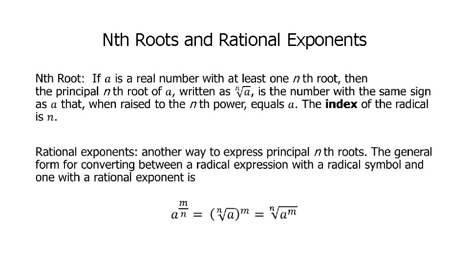Nth Roots and Rational Exponents • 