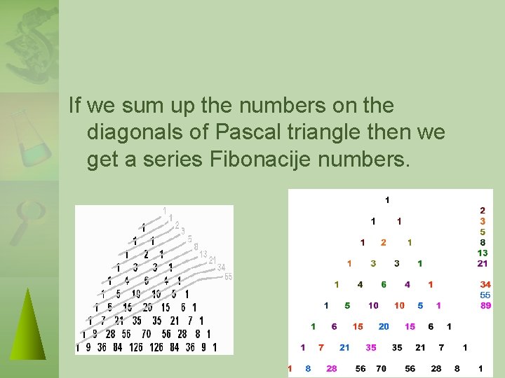 If we sum up the numbers on the diagonals of Pascal triangle then we