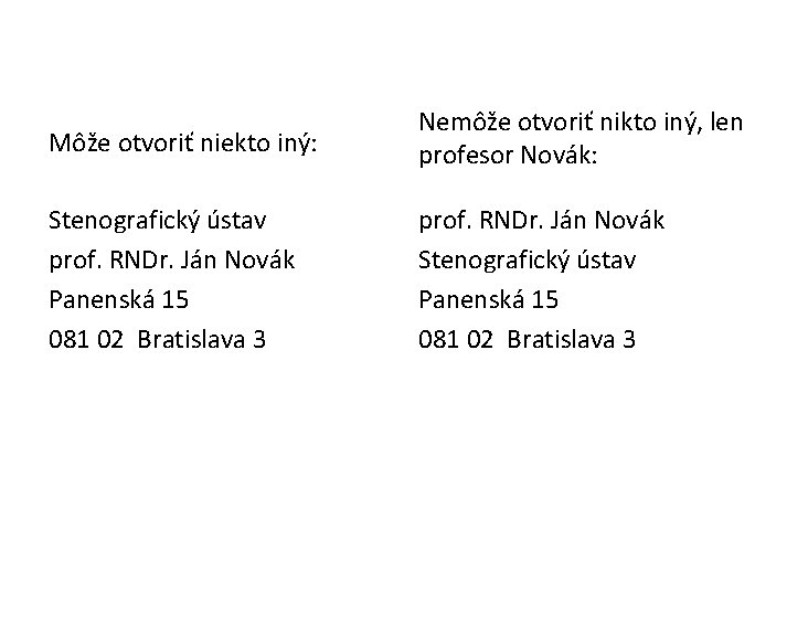 Môže otvoriť niekto iný: Nemôže otvoriť nikto iný, len profesor Novák: Stenografický ústav prof.