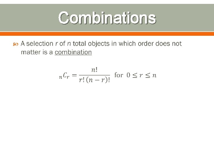 Combinations Combinations