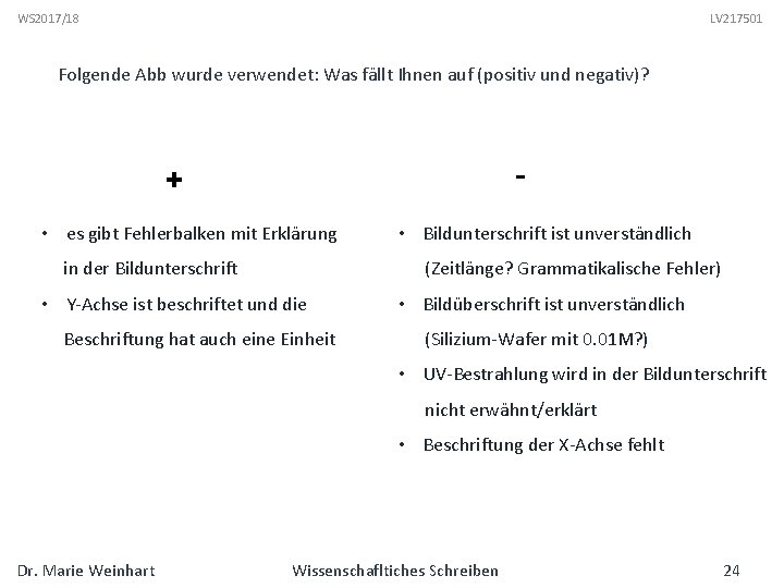 WS 2017/18 LV 217501 Folgende Abb wurde verwendet: Was fällt Ihnen auf (positiv und