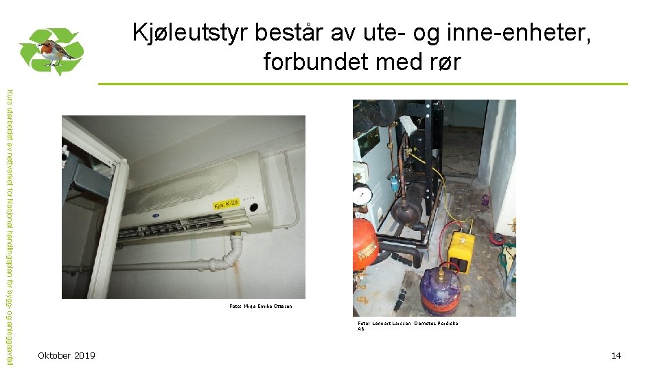 Kjøleutstyr består av ute- og inne-enheter, forbundet med rør Kurs utarbeidet av nettverket for