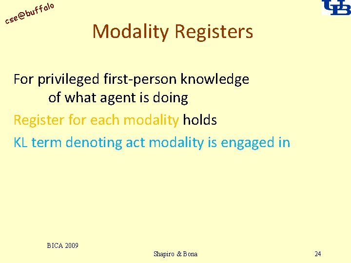 alo uff b @ cse Modality Registers For privileged first-person knowledge of what agent