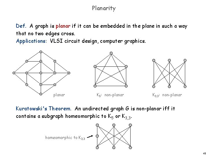 Planarity Def. A graph is planar if it can be embedded in the plane
