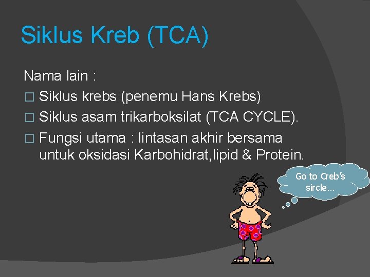 Siklus Kreb (TCA) Nama lain : � Siklus krebs (penemu Hans Krebs) � Siklus