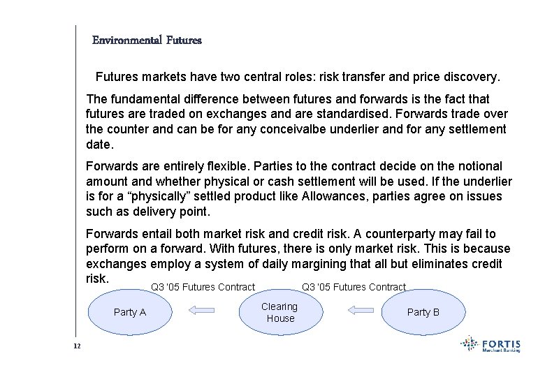 Environmental Futures markets have two central roles: risk transfer and price discovery. The fundamental