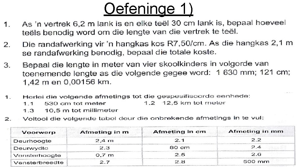 Oefeninge 1) 