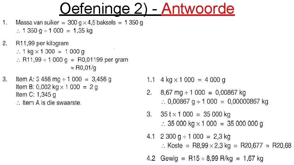 Oefeninge 2) - Antwoorde 