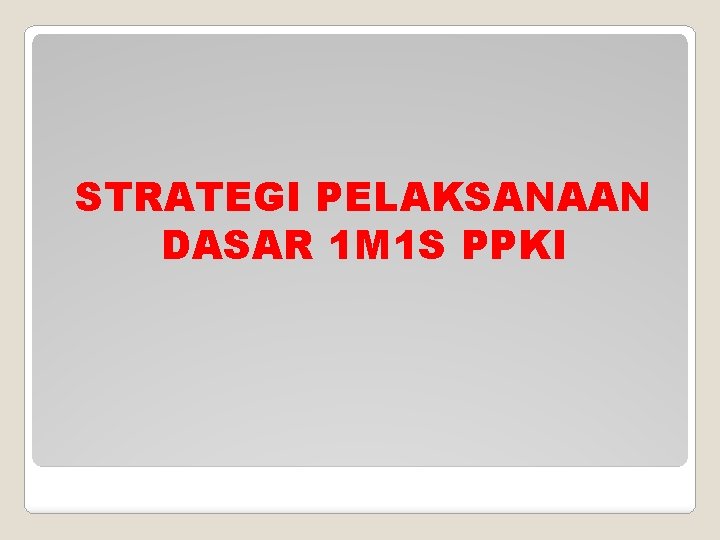 STRATEGI PELAKSANAAN DASAR 1 M 1 S PPKI 