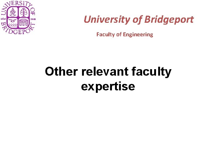 University of Bridgeport Faculty of Engineering Other relevant faculty expertise 