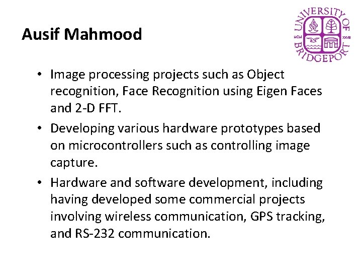 Ausif Mahmood • Image processing projects such as Object recognition, Face Recognition using Eigen