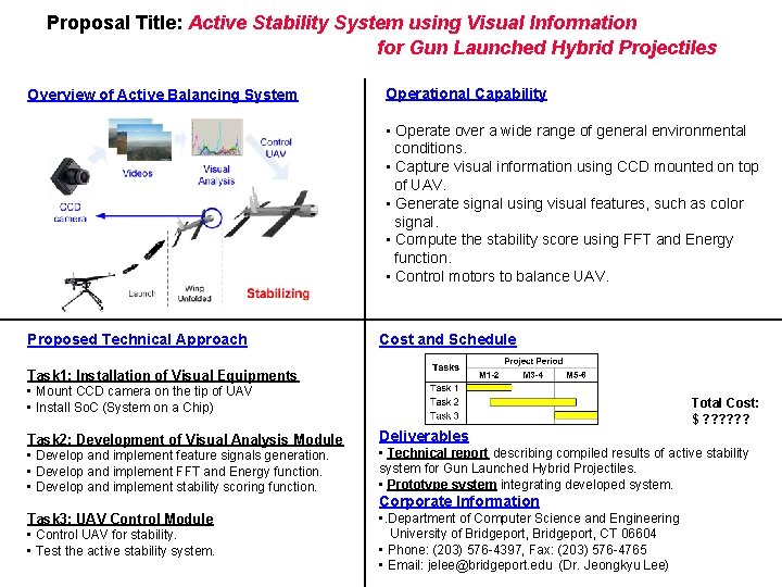 Proposal Title: Active Stability System using Visual Information for Gun Launched Hybrid Projectiles Overview