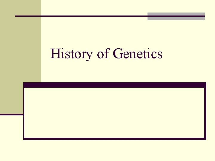 History of Genetics 