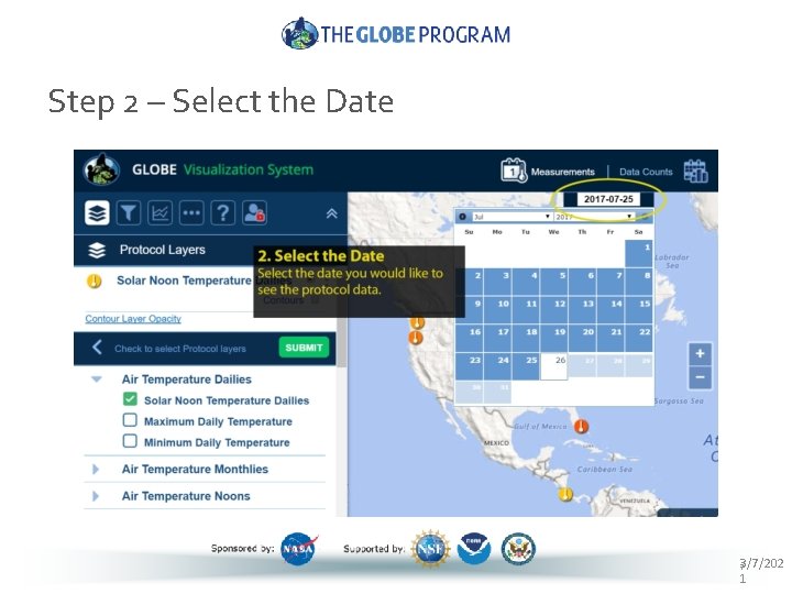 Step 2 – Select the Date 73/7/202 1 