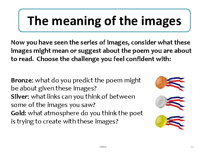 The meaning of the images Now you have seen the series of images, consider