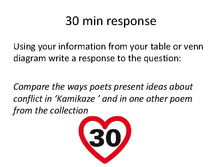 30 min response Using your information from your table or venn diagram write a