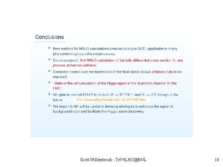 Scott Willenbrock - Te. V 4 LHC@BNL 18 