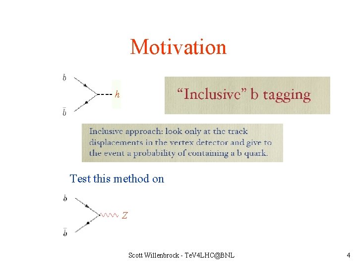 Motivation h Test this method on Z Scott Willenbrock - Te. V 4 LHC@BNL