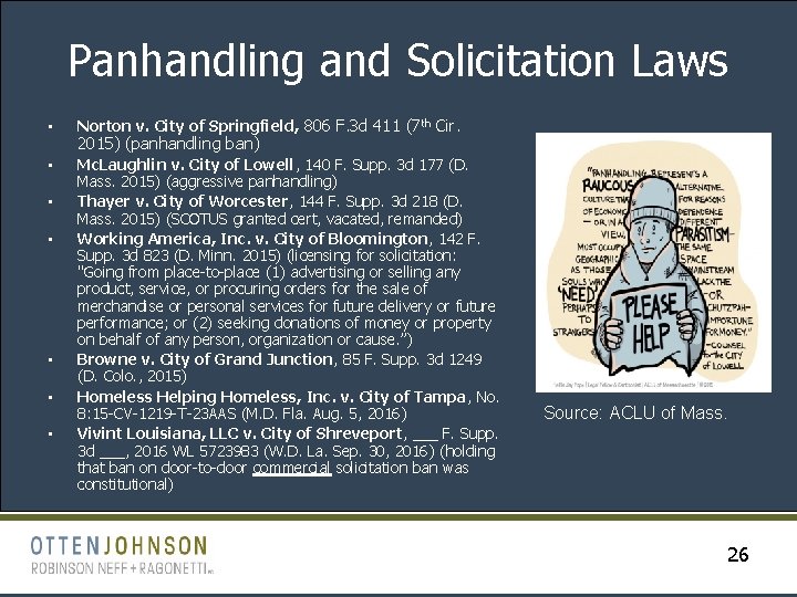 Panhandling and Solicitation Laws • Norton v. City of Springfield, 806 F. 3 d