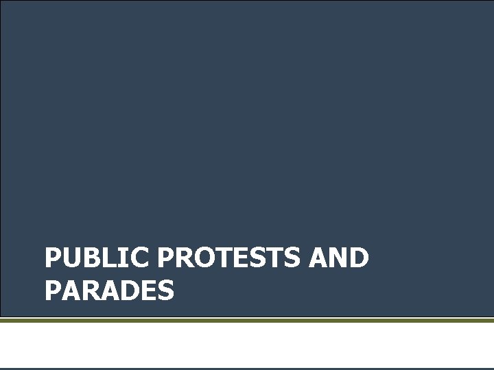 PUBLIC PROTESTS AND PARADES 