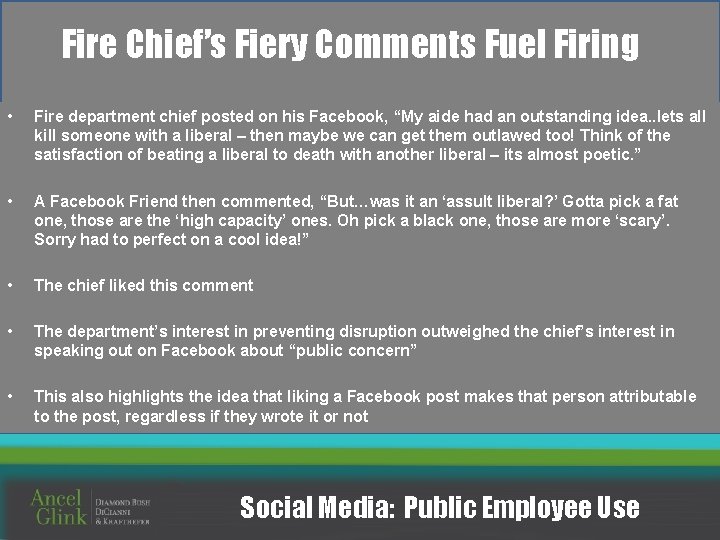 Fire Chief’s Fiery Comments Fuel Firing • Fire department chief posted on his Facebook,