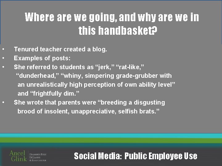 Where are we going, and why are we in this handbasket? • Tenured teacher