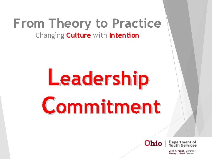 From Theory to Practice Changing Culture with Intention Leadership Commitment 