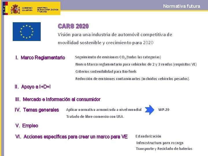 Normativa futura CARS 2020 Visión para una industria de automóvil competitiva de movilidad sostenible