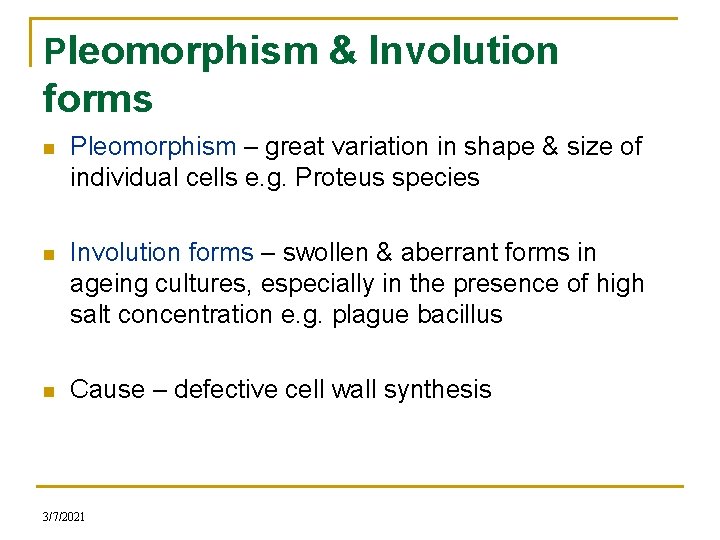 Pleomorphism & Involution forms n Pleomorphism – great variation in shape & size of
