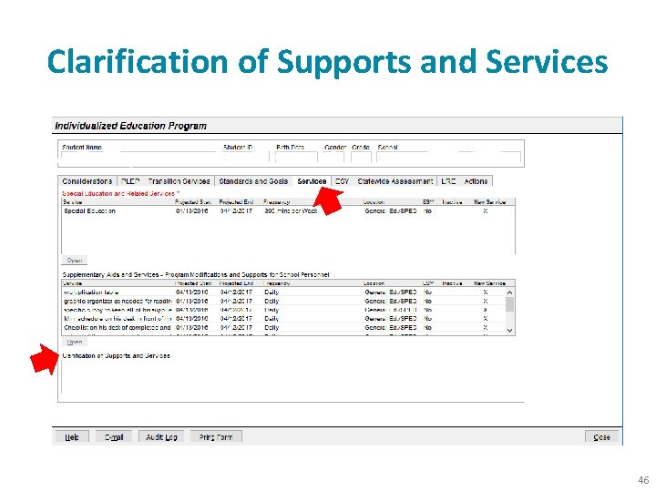 Clarification of Supports and Services 46 