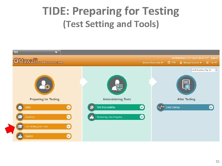 TIDE: Preparing for Testing (Test Setting and Tools) 51 