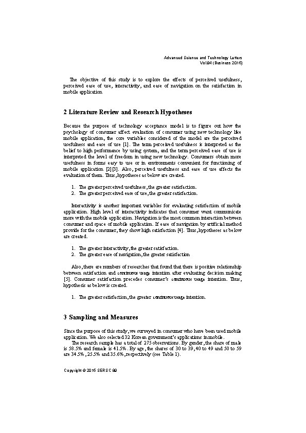 Advanced Science and Technology Letters Vol. 84 (Business 2015) The objective of this study Advanced Science and Technology Letters Vol. 84 (Business 2015) The objective of this study